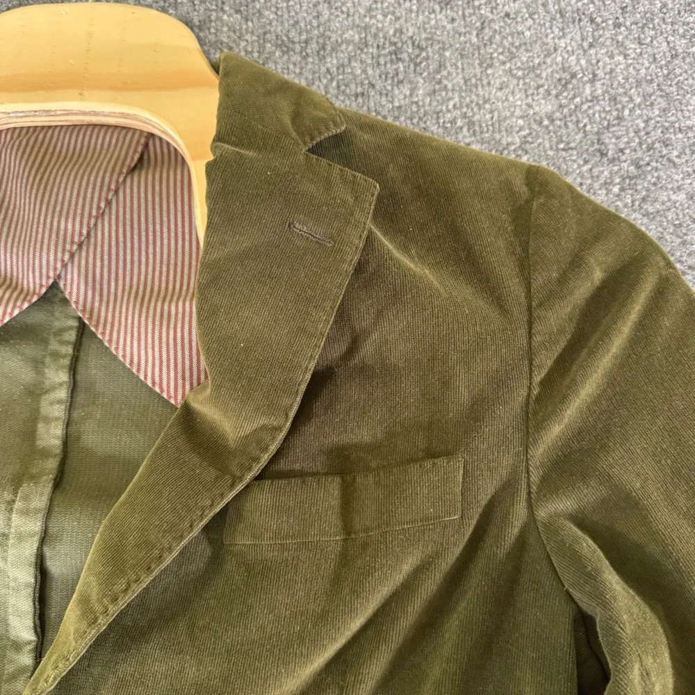 Brooks Brothers Red Fleece Sport Coat Mens 40R Corduroy Slim Olive Green Blazer